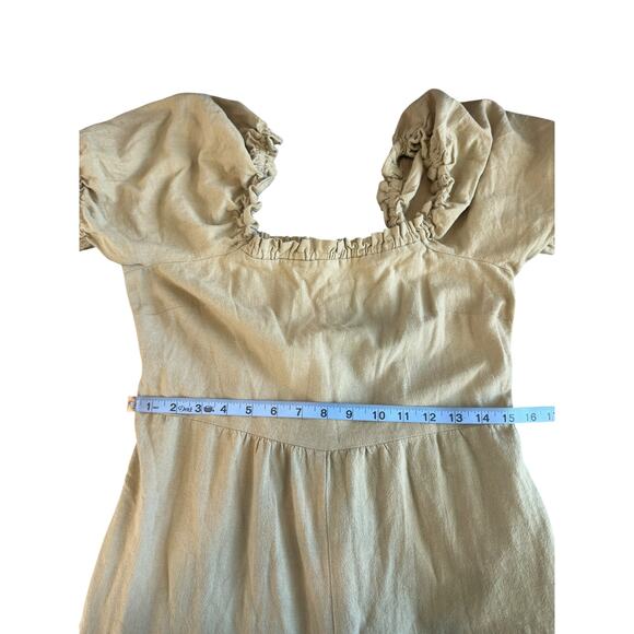 Nobody's Child Jumpsuit Beige Smocked Back Short Sleeve Casual Basic Size 10 - Picture 13 of 16